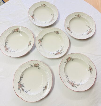 6 Stk. Villeroy & Boch "Rosette" Teller, ca. 22.5x3.5 cm, Vitro-Porzellan