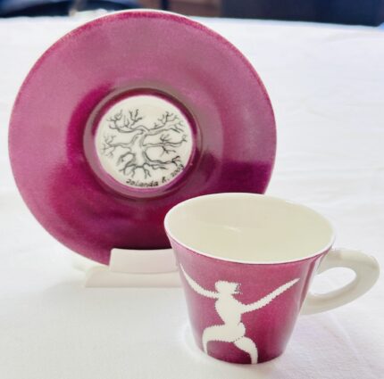 Handbemalte Mocca-/Espressotasse von Francis Francis, signiert Jolanda R.2003