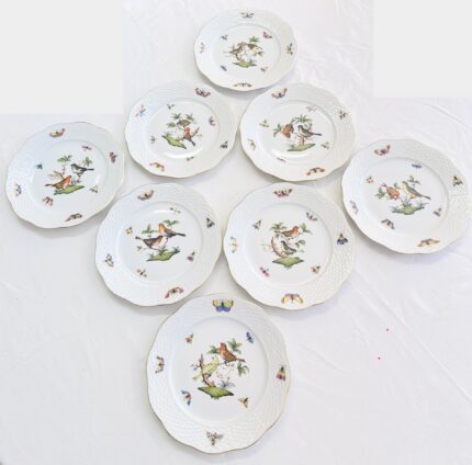8 Stk. Herend Porzellan Dessertteller im Dekor Rothschild 19cm